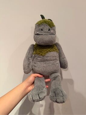 Jellycat Soft Gray and Green Plush Dinosaur Stuffed Toy rockelton